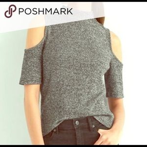 GAP grey Short Sleeve Ribbed Cold Shoulder Sweater